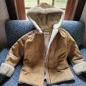Jones New York Tan Suede/faux shearling-lined womens winter jacket